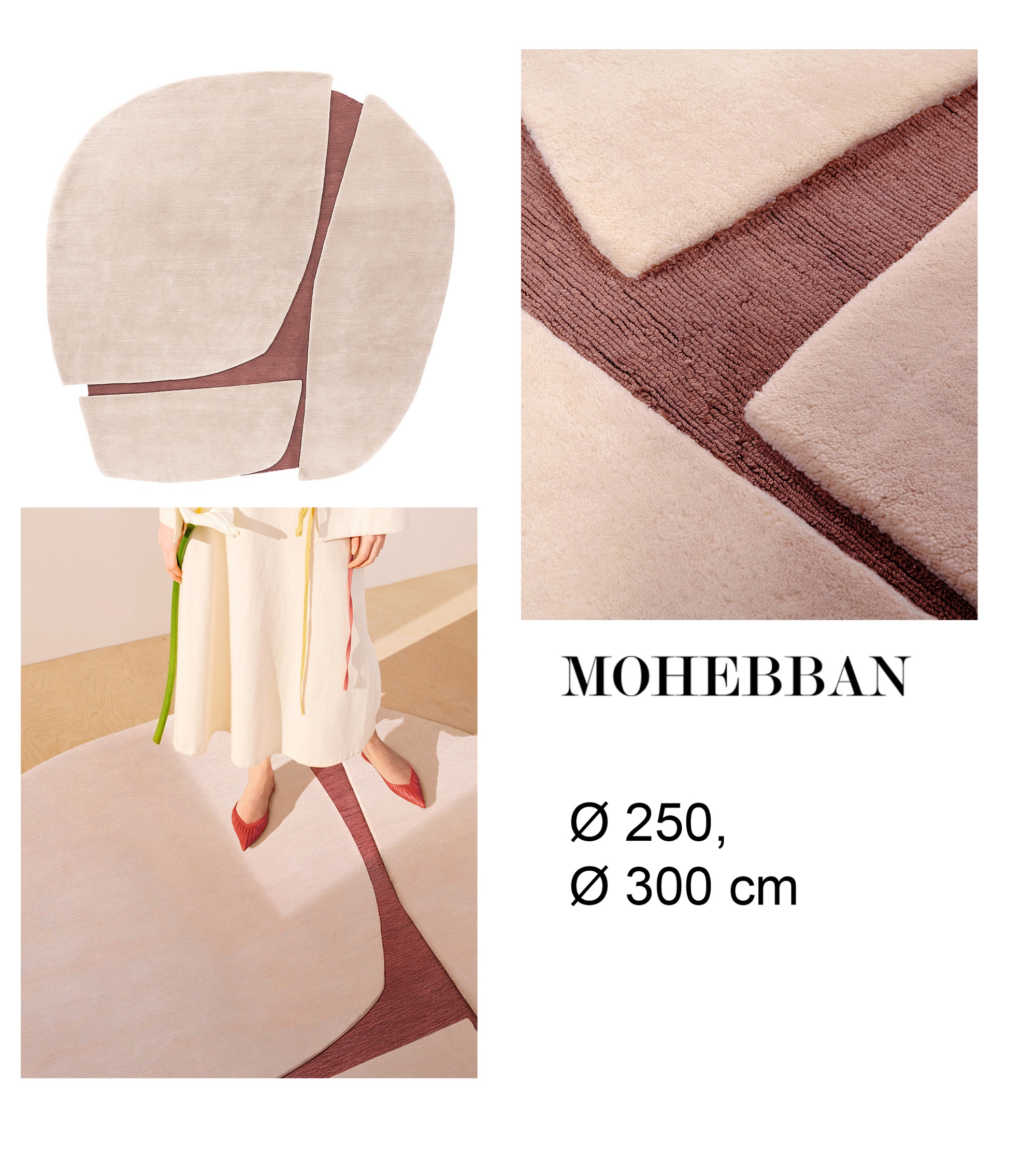 Бежевый ковер Mohebban Abstract Intersections с пересекающимися линиями и вставками из вискозы